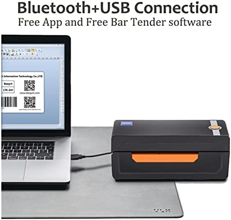 4 -инчен термички бар -код печатач за испорака на лажен печатач USB Bluetooth порта за печатач со етикета од 4 × 6 инчи за домашна