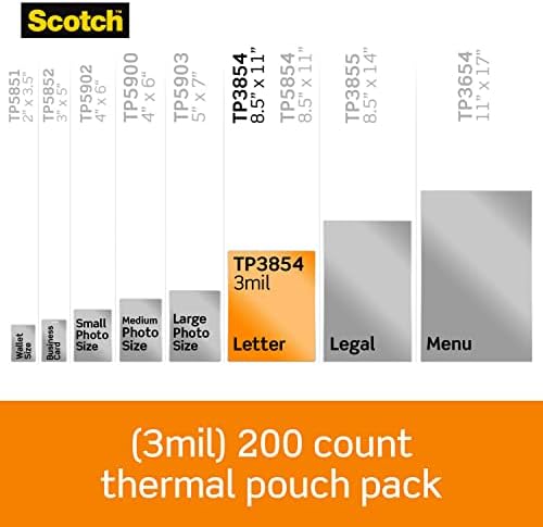 Термички ламинирачки торбички за шкотски, 200-броење-пакет од 1, 8,9 x 11,4 инчи, листови со големина на букви, чисти, 3-мил и шкотски термички