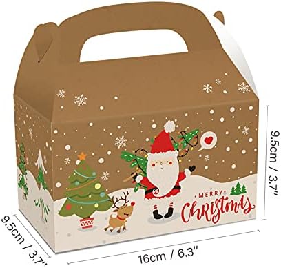 Божиќни Кутии За Подароци, 12 Пакети Божиќни Занаетчиски Хартиени Кутии Божиќни Торби За Подароци За Божиќни Забави