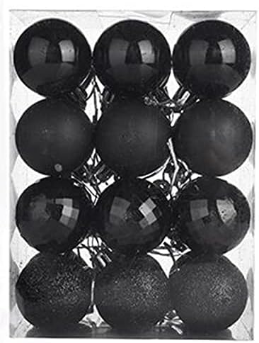 Божиќни украси со топка 24 парчиња распрскувани црни божиќни украси топки Божиќна декорација на новогодишни топки со куки за Божиќно дрво за одмор свадбена забава ?