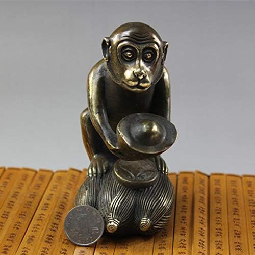 Мода158 чисти украси од бакар мајмун Фенг Шуи обезбедува антички занаети Зодијак мајмун Просперитет богатство Инго декорација