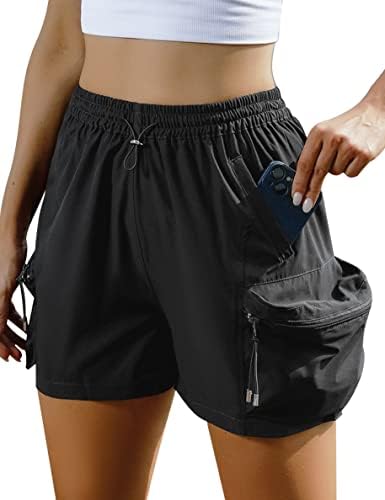 Шорцеви за пешачење со жени од кокасто со џебови со патенти лесни суви карго шорцеви еластични атлетички шорцеви
