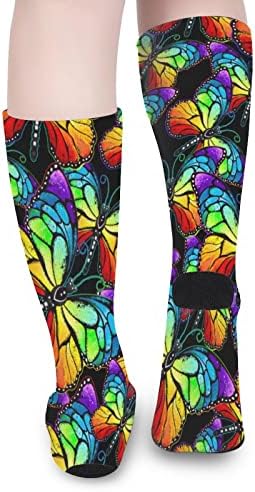 Шарени монарх пеперутка во боја-блок чорапи спортови високи чорапи чорапи чорапи за тинејџери возрасни