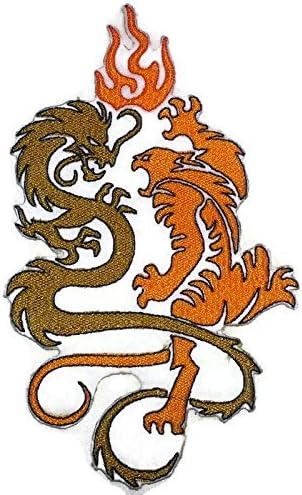 Обичен змеј и борба со тигар комбо извезено железо на/шие лепенка [6,5 * 3.5] [направено во САД]