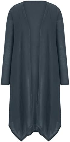 Долги кардигани за жени обични долги ракави вафли плетени лесни макси кардиган џемпери отворена предна палто за надворешна облека