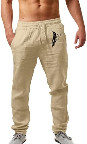 Xxzy 2022 Нова машка мода лежерна печатена постелнина џеб, панталони лабави фит панталони кои тренираат облека за обука на облека