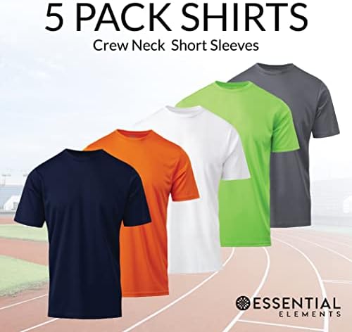 Момци активна маица-Брзо суво атлетско тренинг тренинг за истегнување на екипажот кратки ракави Топ 5 пакет