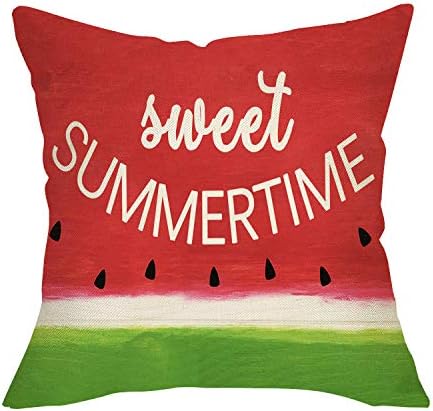 Softxpp Слатко летно време Декоративно фрлање перница за фрлање, црвена лубеница знак за перничиња Сезонски рустикални украси за дома,