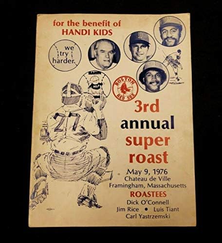 1976 MLB 3 -та Годишна програма Super Roast потпишана W/ 6 Autographs Red Sox - MLB програми