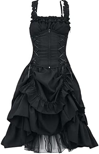 HCJKDU женски готски фустан без ракави без ракави плус големина макси фустани со патент проток коктел забава формална фустан за Ноќта на вештерките