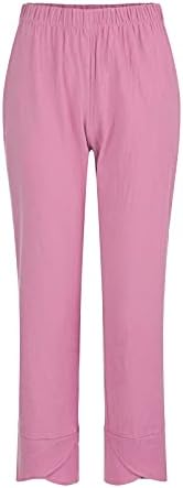 MGBD широки панталони за нозе жени панталони обични високи половини плус постелнина лето трендовски тропски лесни панталони на