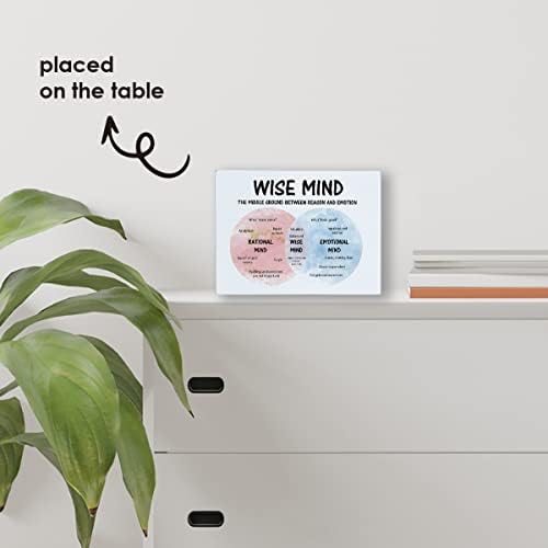 Рустикален мудар ум кутија знак Дрвени вештини за справување со дрвени блок знак плакета за терапевт канцеларија училница wallидна
