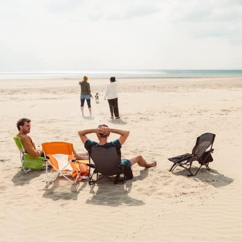 Sunnyfeel преклопувајќи ниско кампување стол за плажа за возрасни 2 пакувања, лесен преносен тревник стол со мрежа, држач за чаши за отворено/патување/пикник/концерт,