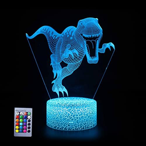Диносаурус Тјаносаурус Ноќни Светла Подароци 3д Оптичка Илузија Лед Светилка Далечински Управувач&засилувач; RGB Бои USB Напојува