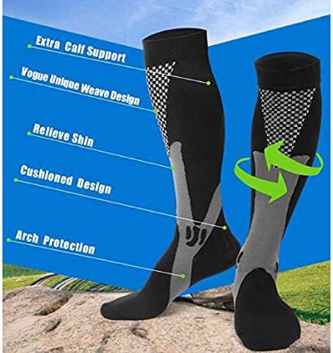 Јан КСУАН Мажи Жени Алтетички Чорапи За Компресија, Олеснување На Болката Против Замор Колено Високи Чорапи, 20-30 ммхг