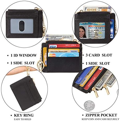 Sodsay Картичка Случај Тенок Предниот Џеб Паричник За Жени Кредитна Картичка Носителот Со Приврзок За Клучеви