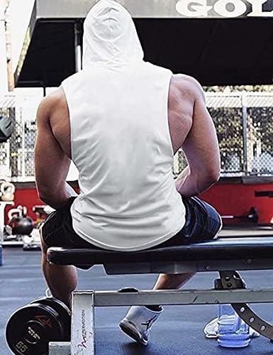 Бабиобоа машка тренингот резервоар со качулка со качулка, спортски тренинг, без ракави, бодибилдинг, бодибилдинг, исечени мускулни кошули