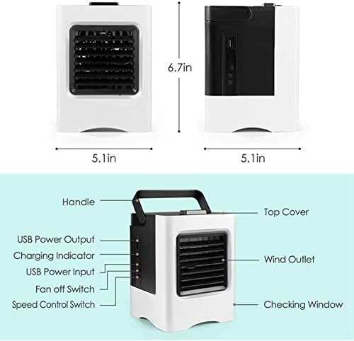 Yumuo преносен десктоп ладилник за ладилник, USB климатик и прочистувач и овлажнител