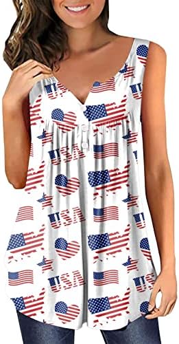 4-ти јули САД знаме Туники за жени стомаци што се кријат маички летни лековити празници за кратки ракави со кратки ракави нагоре,