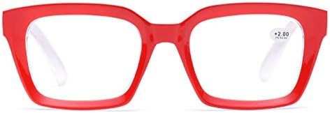 Zuvgees ретро стил сино светло блокирање на очила за читање големи очила за очила на леќи, читатели на компјутерски леќи