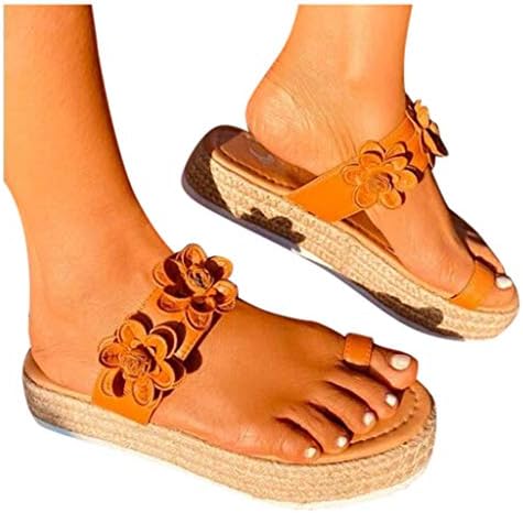 Сандали на Yhiwu, жени облечени летни летни есдрил клин -сандали отворени пети платформа Сандали перничиња флип -апостолки.