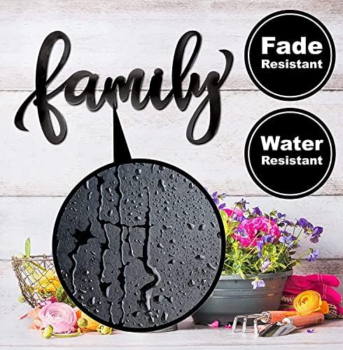 Семејни знаци на Ефинито за домашен декор wallид, 18 „x9“ црно семејство знак Среќен семеен wallиден уметно