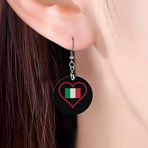 Сакам италијански црвено срце дрвени обетки тркалезни приврзоци далечни куки за уво накит за жени