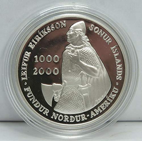 2000 Исланд Леифур Еириксон комеморативен доказ Сребрен долар - ДЦАМ - САД нане