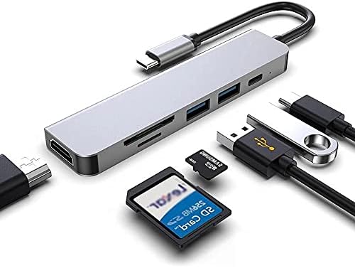 CUJUX USB HUB C Адаптер 6 во 1 USB C ДО USB 3.0 HDMI-Компатибилен ПРИСТАНИШТЕ USB-C Тип C 3.0 Сплитер