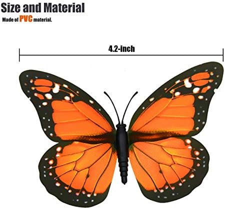 Воден Монарх Пеперутка Украси, 4.72 Портокал Премиум Вештачки Монарх Пеперутка За Декорација За Занает, Дом, Ѕид, Свадба, Забава