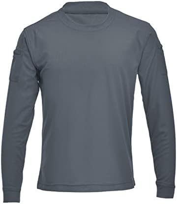 Машки воени кошули со долги ракави џебови со маица суво вклопуваат лесна еластична влага за губење тактичка маичка за маици