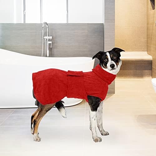 Geyecete кучиња бањарка мека супер апсорпција луксузно микрофибер пешкир за пешкир, облека за кучиња за кучиња за сушење кучиња-црвени м