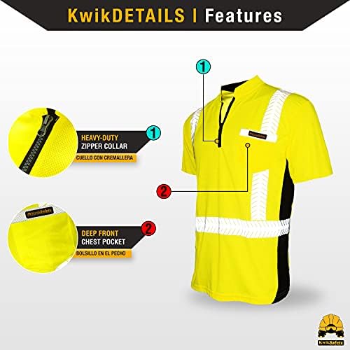 Kwiksafety - Шарлот, NC - Премиум безбедносни кошули со краток ракав [вратот на екипажот, копче и поштенски јака] Класа 2 АНСИ Тестирана