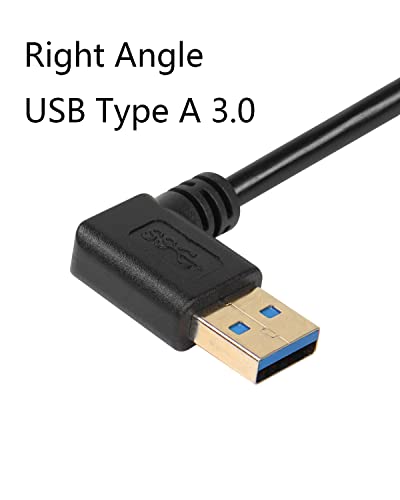Cerrxian 20cm 90 степени USB A 3,0 машки до USB Type C 3.1 женски кабел, десен агол USB тип А до USB C синхронизација и полнење