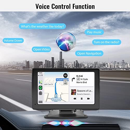 Преносен Bluetooth Car Stereo со безжичен Apple CarPlay Android Auto, 7-инчен ресивер за автомобили на допир со екран на допир со Bluetooth