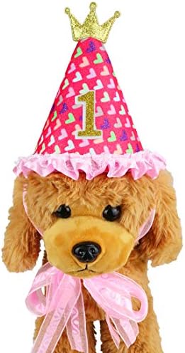 Куче мачка дома роденденска капа со сјајни печатени срца и јака од лак