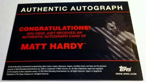 WWE 2007 Акција Тргување Картички Автентични Мет Харди Автограм Картичка