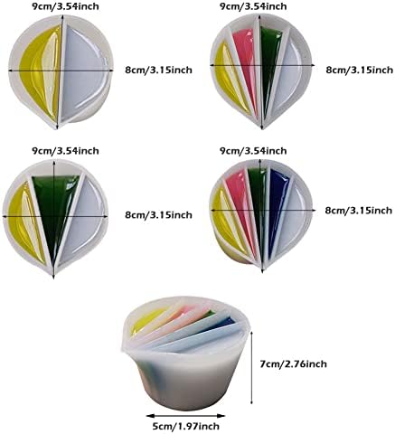 Шепна чаша канали, 4 парчиња/поставени разделени чаши за истурање на боја, силиконска боја за еднократна употреба на боја со 2-5 канали делители