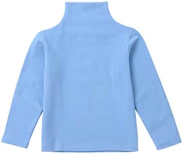 Yonghs деца момчиња девојчиња turtleneck мека тенок фит маица со долги ракави цврста боја топол пуловер