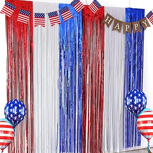 Денот на независноста Декоративна завеса за дожд 3 Декорација на забави за спојување на бои Американски ден на американска независност