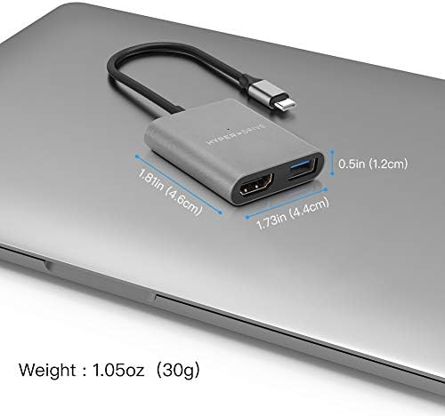 HYPERDRIVE USB ТИП C HDMI Адаптер, 3-во-1 USB C До HDMI Конвертор Алуминиум Дигитален Мултипорт Тип-C Центар w 4K HDMI, USB-C w Испорака