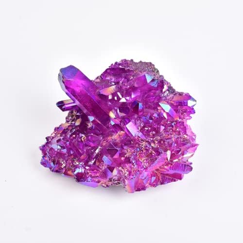 Jic Gem Real Natural Big Amethyst Титаниум обложен со кристал кварц Кластер Виолетова геодери Друзи Дома Декорација на скапоцен камен