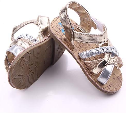 Мекиор бебе 0-18 месечно девојки Сандали Гума гума ѓон нелизгачки летни чевли на отворено сјајна принцеза лента сандала