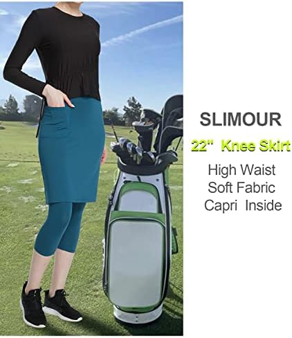 Слимур скромни здолништа со хеланки капри со здолниште прикачено за жени голф здолништа со активни здолништа со хеланки