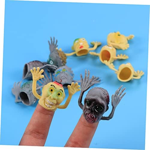 Toyvian 10 парчиња кукли за мали деца за мини деца прсти прсти кукли за Ноќта на вештерките прсти Детски прсти кукли Дух глава зомби