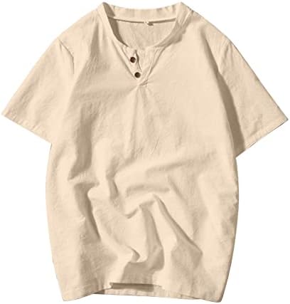 Машки памучни постелнини високи кошули копче нагоре блуза убави маици за мажи тенок фит фустани кошули најдобро одговара на мажите маици