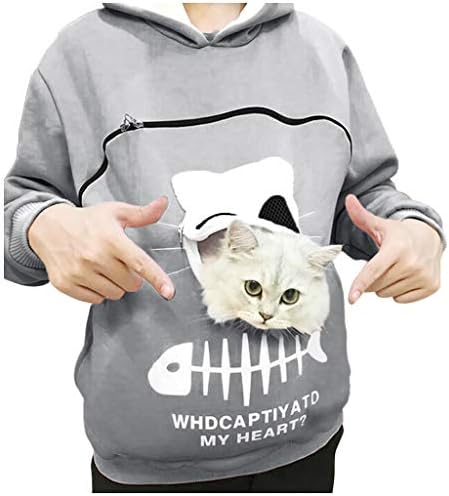 Мачка животно дише блуза врвови качулка, женски носат торбичка пулвер џемпер женски блуза маица, жени празно