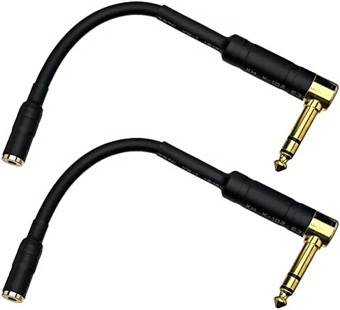 CNCESS CESS-238 десен агол 1/4 инчен TRS до 3,5 mm адаптер за десен агол, 6,35 mm машки до 3,5 mm женски стерео слушалки аудио
