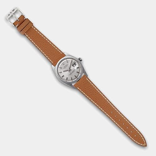 Тан кафеава гранулирана кожа луксузна гроздобер лента за часовници рачно изработена во Венфенг1991