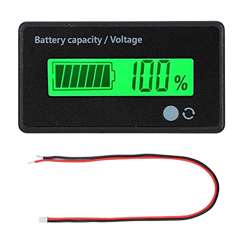 Мерач на капацитет на батеријата, Индикатор за напон на капацитет од 8-100V Универзален батерија со линија за поврзување, аларм за